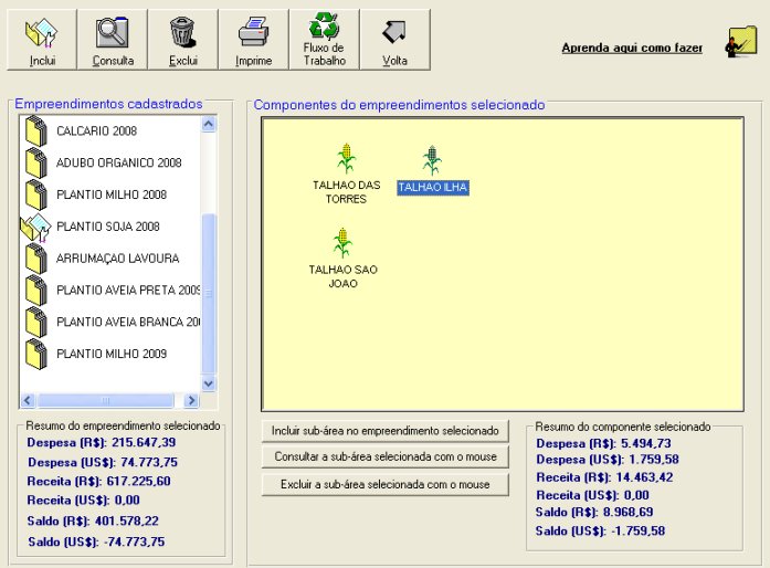 Cadastro de empreendimentos no software rural Farmplus